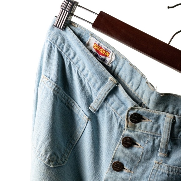 BIG JOHN Vintage Japanese Denim Flared Leg Jeans Size 29 70s Disco Light Wash - Picture 7 of 9